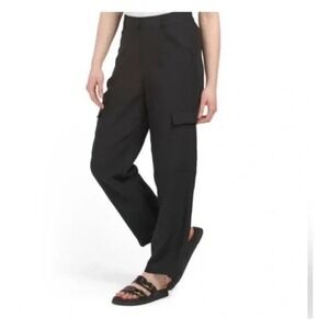 Kobi Halperin Pants Medium Cargo Wide Straight Leg Pull On Tencel Linen Work